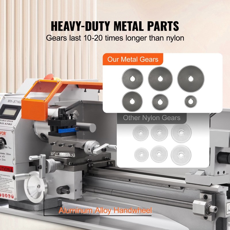 Metallisorvi valurunkoinen 800-wattinen moottori 150–2500 kierrosta minuutissa 100 millimetriä kolmileukainen pakka