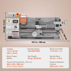 Metallisorvi valurunkoinen 800-wattinen moottori 150–2500 kierrosta minuutissa 100 millimetriä kolmileukainen pakka