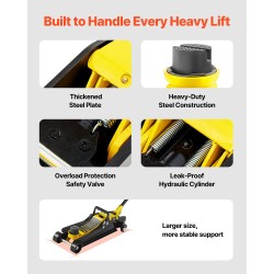 Hallitunkki teräs 2,5 tonnia matalaprofiilinen hydraulinen yksipumppu nostokorkeus 85–380 mm