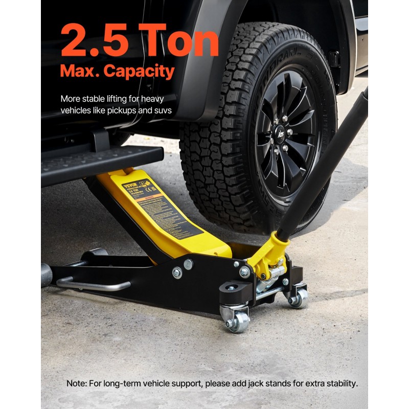 Matalaprofiilinen tunkki alumiini ja teräs 2,5 t kaksoispumpulla 95–475 mm