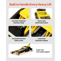 Matalaprofiilinen tunkki alumiini ja teräs 2,5 t kaksoispumpulla 95–475 mm