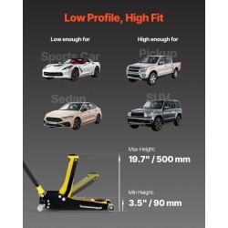 Hydraulinen matalaprofiilinen hallitunkki 3 tonnia alumiini ja teräs kaksoispumpulla 90–500 mm