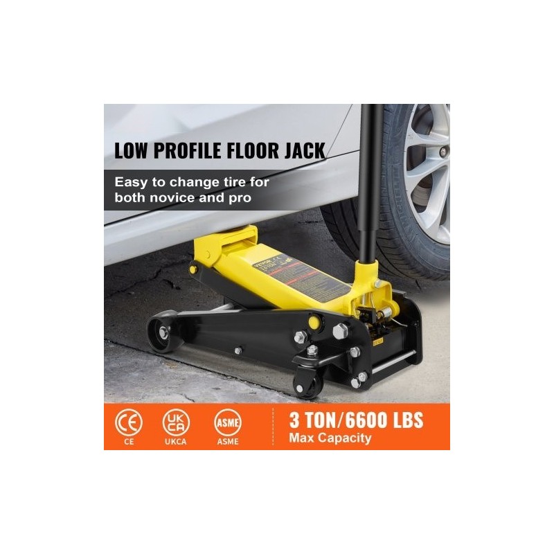 Matalaprofiilinen terästunkki 3 t nostokapasiteetti 130–508 mm nostokorkeus yksimäntäinen pikanostopumppu