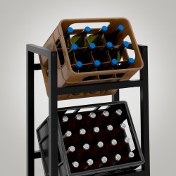 Tyylikäs juomalaatikoiden säilytysteline eri kokoja ja värejä