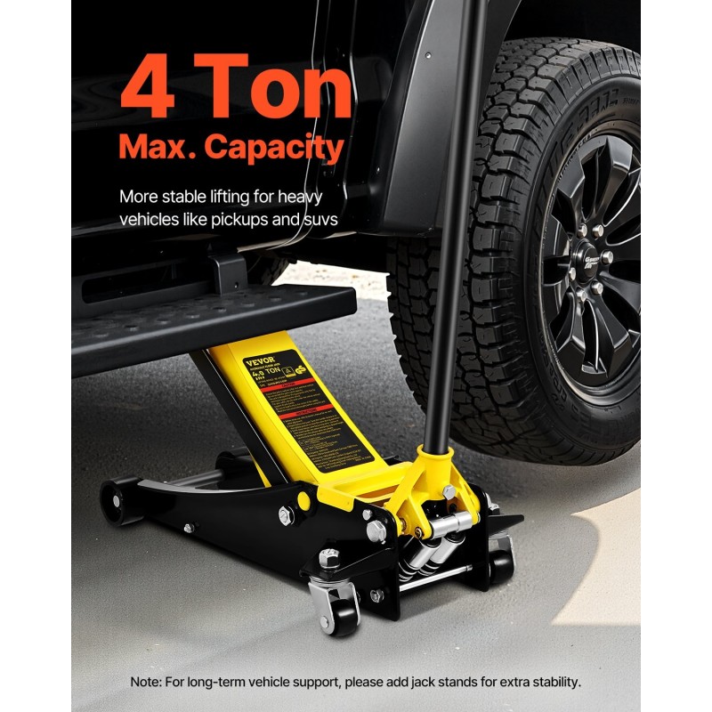 Hallitunkki teräs 4 tonnia matalaprofiilinen hydraulinen kaksoismäntäinen pikanostopumppu nostokorkeus 100–533 mm