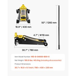 Hallitunkki teräs 4 tonnia matalaprofiilinen hydraulinen kaksoismäntäinen pikanostopumppu nostokorkeus 100–533 mm