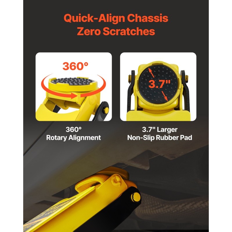 Lattiatunkki teräs 2,5 tonnia matalaprofiilinen nostokorkeus 75–495 mm kaksoispumppu leveä nostotyyny