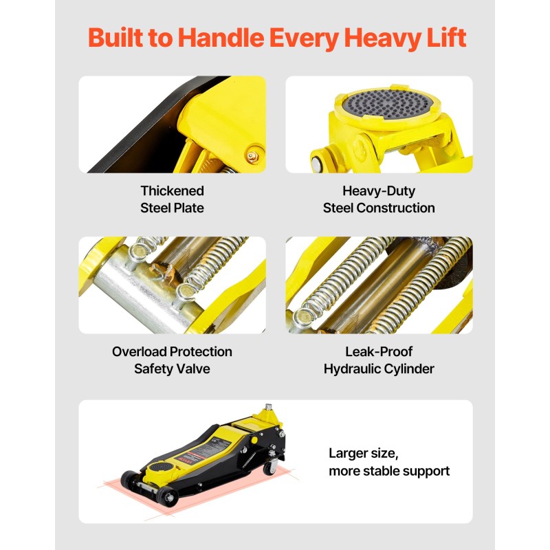 Matalaprofiilinen teräslattiatunkki neljä tonnia nostokorkeus 100–545 mm kaksoismäntäinen pikanosto