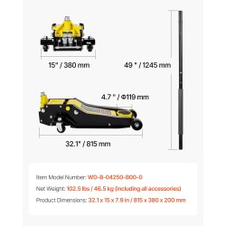 Matalaprofiilinen teräslattiatunkki neljä tonnia nostokorkeus 100–545 mm kaksoismäntäinen pikanosto