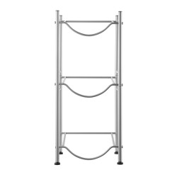 Vesikanisteriteline rautainen 3 tasoinen yksirivinen kolmelle pullolle hopeanvärinen