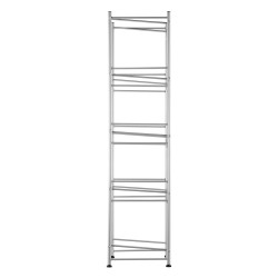 Vesikanisteriteline rautainen viisi tasoa viidelle kanisterille yksirivinen säädettävillä jaloilla ruosteenkestävä pinta hopea