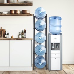 Vesipulloteline rautainen 5-tasoinen yksirivinen 5 pullolle musta