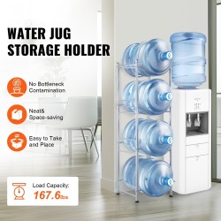 Vesikanisteriteline rautainen nelitasoinen viiden gallonin neljälle pullolle hopea