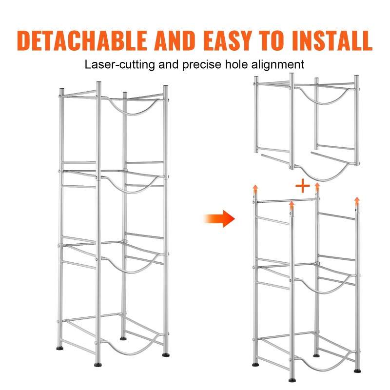 Vesikanisteriteline rautainen nelitasoinen viiden gallonin neljälle pullolle hopea