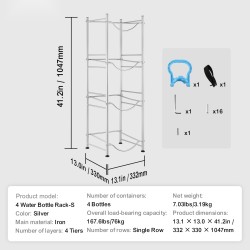 Vesikanisteriteline rautainen nelitasoinen viiden gallonin neljälle pullolle hopea