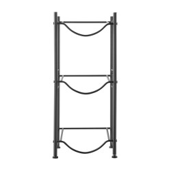 Rautainen kolmitasoinen yksirivinen vesipulloteline 5 gallonin pulloille 3 pulloa musta