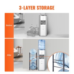 Rautainen kolmitasoinen yksirivinen vesipulloteline 5 gallonin pulloille 3 pulloa musta