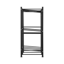 Rautainen kolmitasoinen kaksirivinen vesipulloteline kuudelle pullolle musta