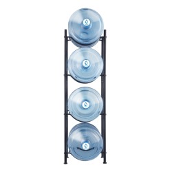 Rautainen yksirivinen nelitasoinen vesisäiliöteline neljälle pullolle musta