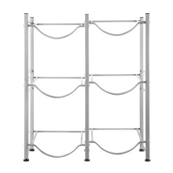 Vesipulloteline rautainen kolmitasoinen kaksoisrivinen 6 pullolle hopea