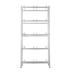 Vesikanisteriteline valuraudasta kaksirivinen 5 tasoa 10 kanisterille hopeanharmaa