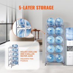 Vesikanisteriteline valuraudasta kaksirivinen 5 tasoa 10 kanisterille hopeanharmaa