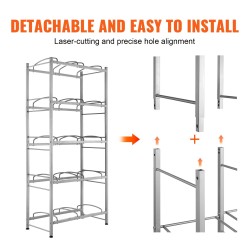 Vesikanisteriteline valuraudasta kaksirivinen 5 tasoa 10 kanisterille hopeanharmaa