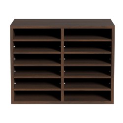 Kirjelaatikosto 12 lokeroa säädettävät hyllyt P2 luokan lastulevy MDF 520x305x410 mm