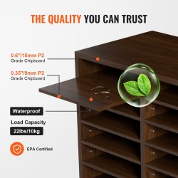 Kirjelaatikosto 12 lokeroa säädettävät hyllyt P2-luokan lastulevy MDF 520x305x410 mm