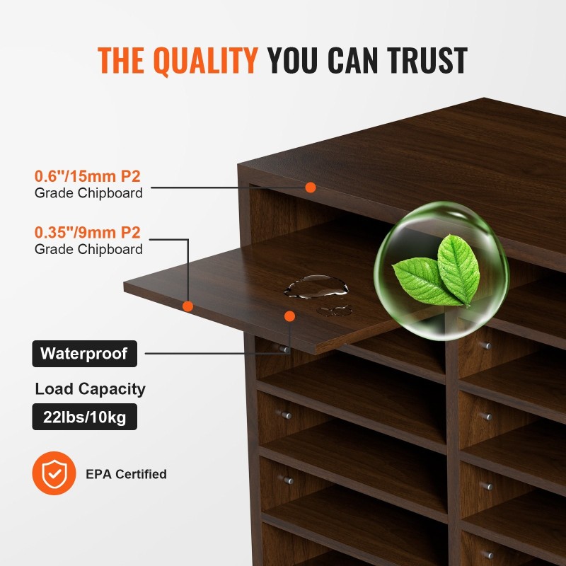 Kirjelaatikosto 12 lokeroa säädettävät hyllyt P2-luokan lastulevy MDF 520x305x410 mm