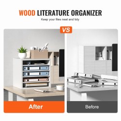 Kirjelaatikko 5 lokeroa P2-luokan lastulevy ja MDF säädettävät hyllyt valkoinen 355x305x330 mm