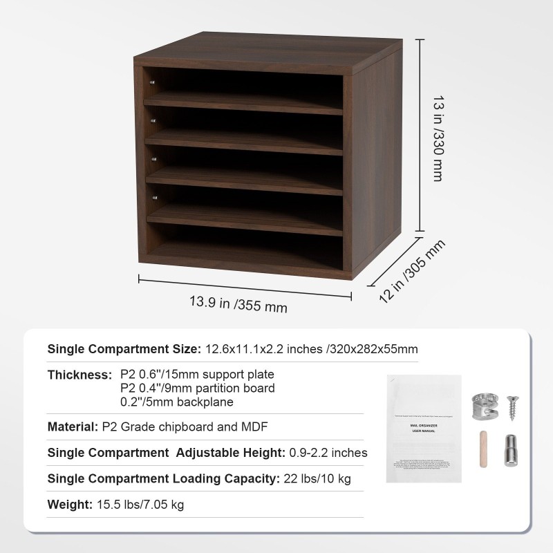 Puinen postilokerikko 5-osainen P2-luokan lastulevy ja MDF 355x305x330 mm ruskea