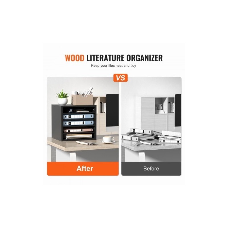 Kirjelajittelija 5 lokeroa säädettävät hyllyt P2-luokan lastulevy MDF 355x305x330 mm musta