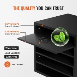 Kirjelajittelija 5 lokeroa säädettävät hyllyt P2-luokan lastulevy MDF 355x305x330 mm musta