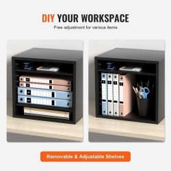 Kirjelajittelija 5 lokeroa säädettävät hyllyt P2-luokan lastulevy MDF 355x305x330 mm musta