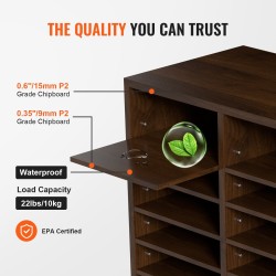 Asiakirjalajittelija 24 lokeroa säädettävät hyllyt P2-luokan lastulevy MDF ruskea EPA-sertifioitu