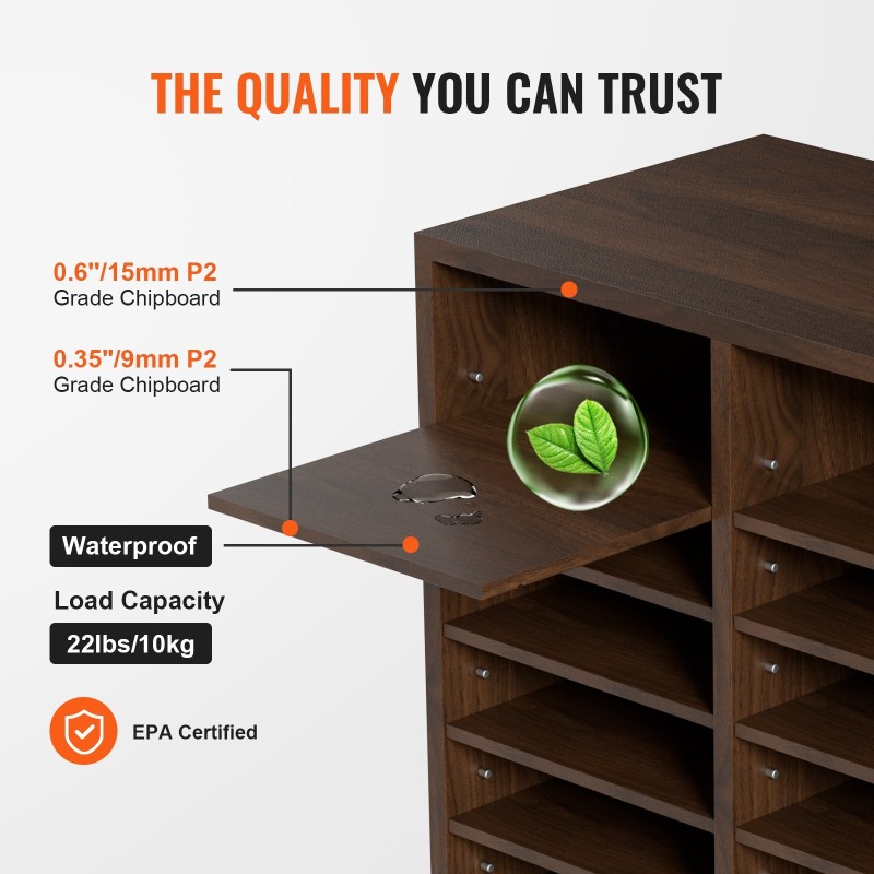 Kirjelaatikko P2 lastulevy ja MDF 36 lokeroa säädettävillä hyllyillä 997x305x680 mm