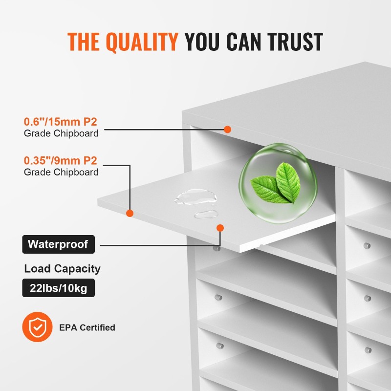 12-lokeroinen asiakirjalajittelija P2-luokan lastulevy MDF-levy valkoinen säädettävät hyllyt 52x30,5x41cm