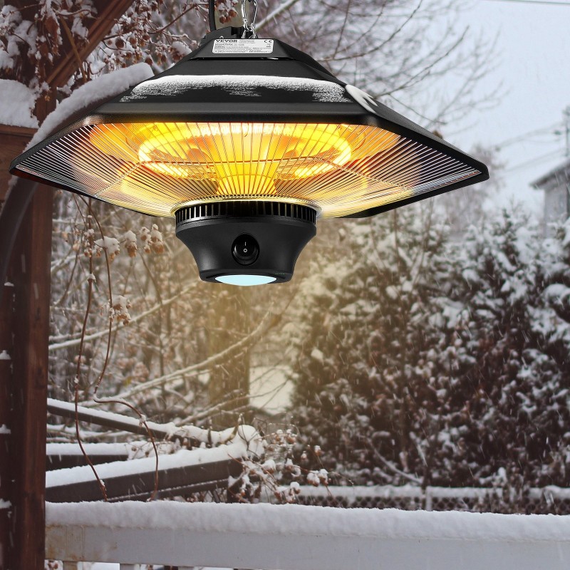 Kattokiinnitteinen infrapunalämmitin 2000W IP34 halogeeniputkilla sisä- ja ulkokäyttöön säädettävällä ketjulla vetonarulla