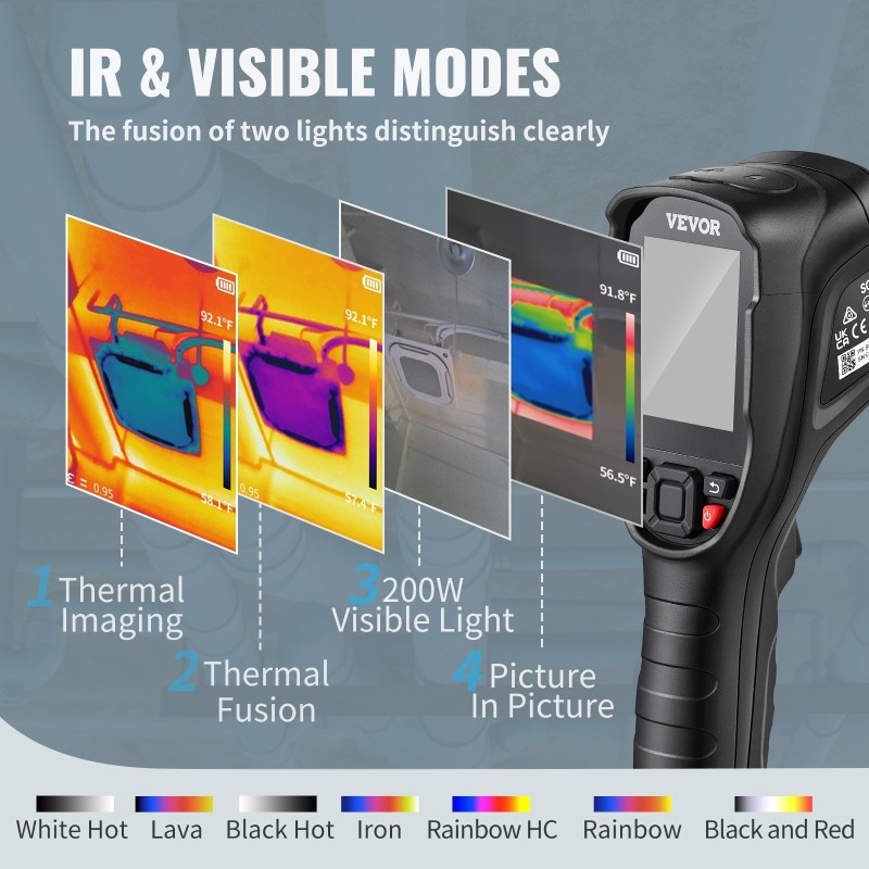 Käsikäyttöinen lämpökamera 320×240 supertarkkuus 240×180 IR 2 megapikselin kamera -20–550 °C