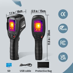 Kädessä pidettävä infrapunakamera IR-tarkkuus 240x180 supertarkkuus 320x240 7,1 cm näyttö IP54