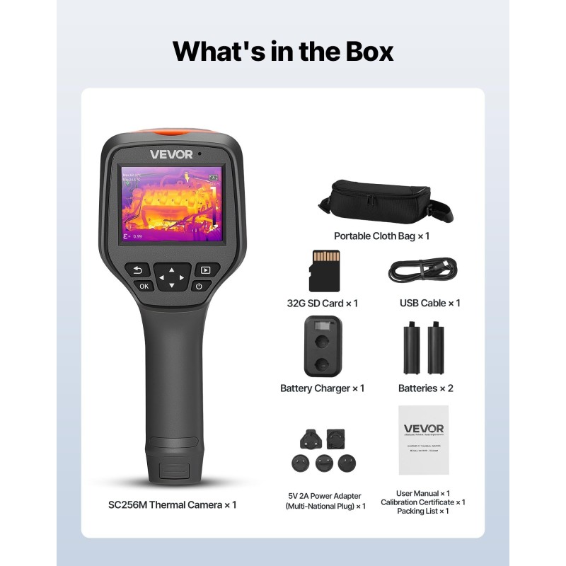 Kädessä pidettävä lämpökamera 256x192 infrapunatarkkuus 2 megapikselin näkyvä kamera 3,5 tuuman kosketusnäyttö