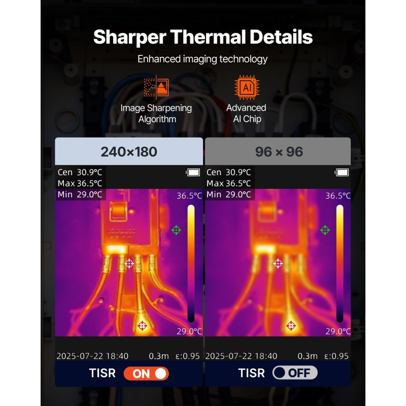 Lämpökamera parannettu resoluutio 240x180 infrapunaresoluutio 96x96 2 megapikselin näkyvän valon kamera