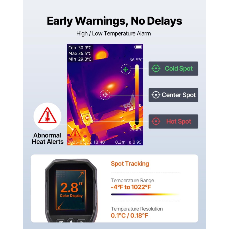 Lämpökamera infrapunaresoluutio 160×120 TISR 320×240 2MP näkyväkamera 25Hz -20–550°C