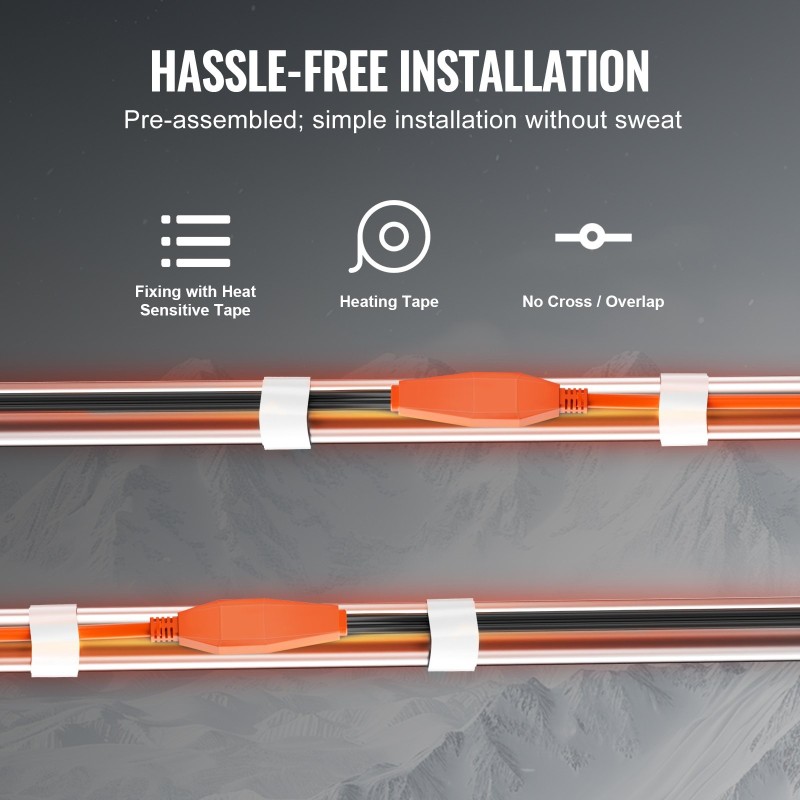 Putkien lämmityskaapeli 25 m 23 W/m sisäänrakennetulla termostaatilla PVC- ja metalliputkille