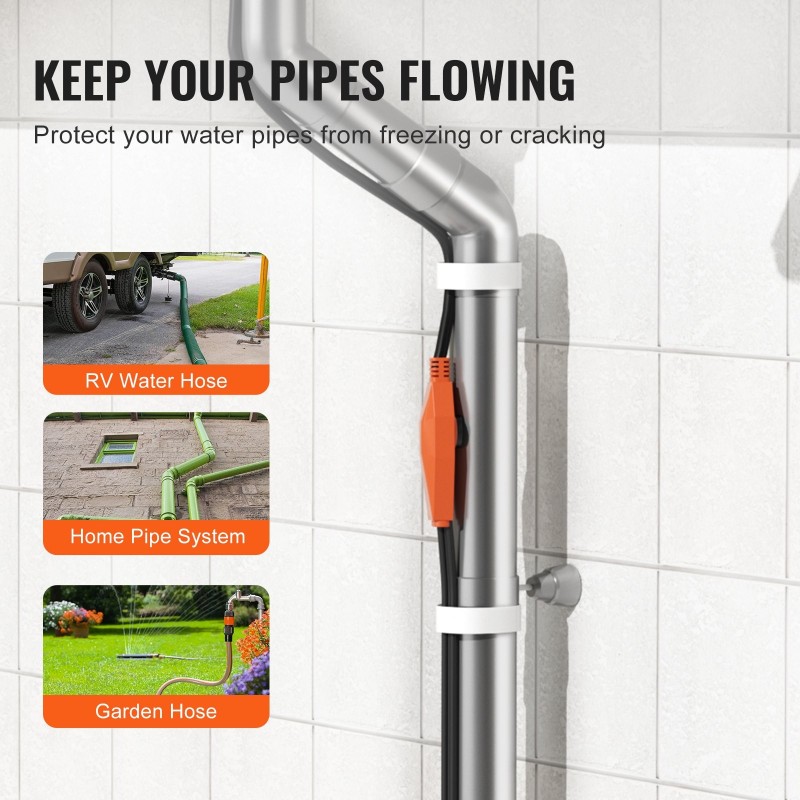 Putkilämmityskaapeli 18 m 23 W/m sisäänrakennettu termostaatti PVC-, metalli- ja muoviputkille