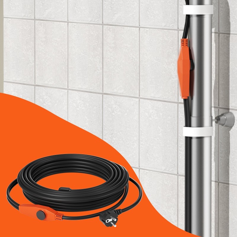 Putkilämmityskaapeli 18 m 23 W/m sisäänrakennettu termostaatti PVC-, metalli- ja muoviputkille