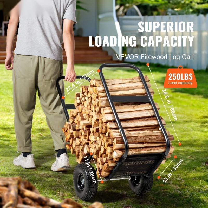 Halkokärry jauhemaalattu teräs 113,4 kg kantavuus 10,5 tuuman PU-massarenkaat 600D vedenpitävä kangas