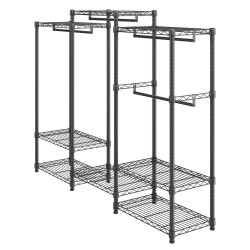 Vaateräkki hiiliteräsrakenne 4 ripustustankoa 8 hyllyä 174x45x180 cm 362 9 kg kantavuus