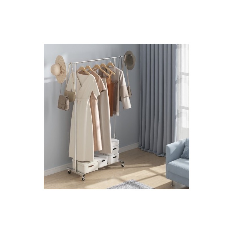 Vaateteline hiiliteräs kromipinnoitteella säädettävä 78–138 cm ylätanko alahylly 4 pyörää 2 lukittavaa